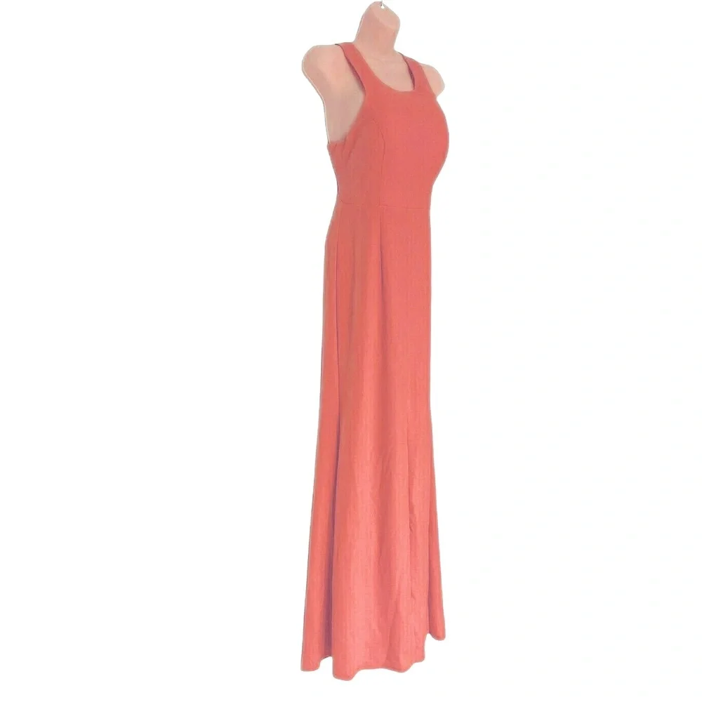 BARIANO Jersey Knit Coral Pink Maxi Office Brunch Cruise Desk Dinner Party Dress - Picture 4 of 13